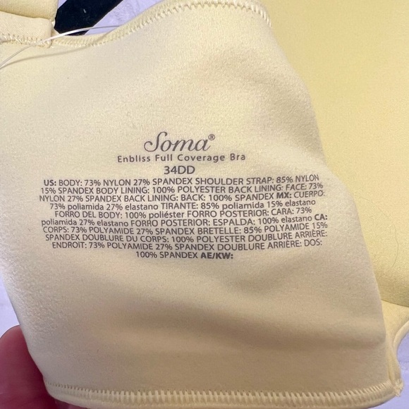 NWT Soma Enbliss Lined Full Coverage Underwire Bra 34 DD Lemonade Yellow #0280 - Picture 7 of 12